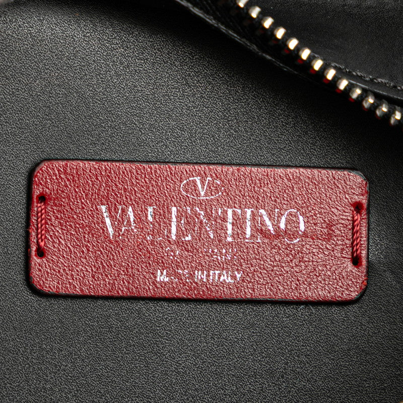 ヴァレンティノ VLTNロゴプリント ウエストバッグ ボディバッグ ブラック ホワイト レザー メンズ VALENTINO 【中古】