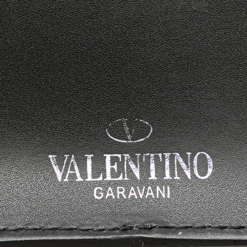 ヴァレンティノ VLTNロゴプリント ウエストバッグ ボディバッグ ブラック ホワイト レザー メンズ VALENTINO 【中古】