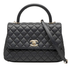 シャネル マトラッセ ココマーク ハンドバッグ ショルダーバッグ 2WAY ネイビー キャビアスキン レディース CHANEL 【中古】