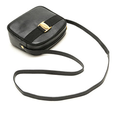 サルヴァトーレフェラガモ ヴァラ リザード型押し ショルダーバッグ ブラック レザー レディース Salvatore Ferragamo 【中古】