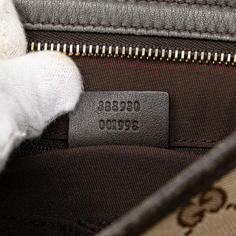 グッチ GGキャンバス ショルダーバッグ 388930 ベージュ ブラウン キャンバス レザー レディース GUCCI 【中古】