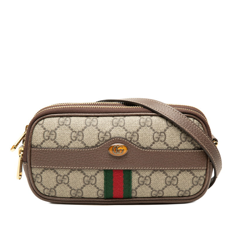 グッチ GGスプリーム オフィディア 斜め掛け ショルダーバッグ 546597 ベージュ ブラウン PVC レザー レディース GUCCI 中古