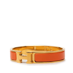 エルメス クリックH PM ブレスレット ゴールド オレンジ メッキ エナメル レディース HERMES 【中古】