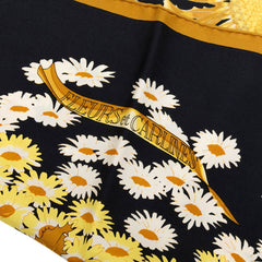 エルメス カレ90 Fleurs et Carlines ひまわりの花束 スカーフ 大判 ブラック マルチカラー シルク レディース HERMES 【中古】