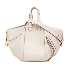 ロエベ ハンモック スモール ハンドバッグ ショルダーバッグ 2WAY ライトグレー ゴールド金具 カーフレザー レディース LOEWE 【中古】