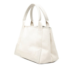 バレンシアガ ネイビーカバスS トートバッグ ハンドバッグ 339933 アイボリー ホワイト キャンバス レザー レディース BALENCIAGA 【中古】