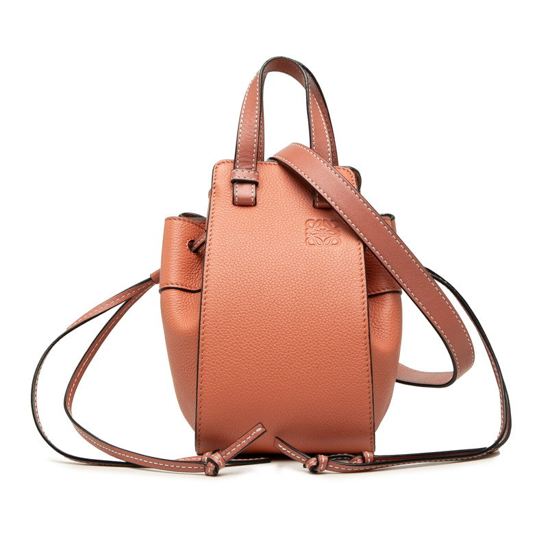ロエベ アナグラム ハンモック ドローストリング ミニ ハンドバッグ ショルダーバッグ 2WAY ピンク系 レザー レディース LOEWE 中古