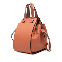 ロエベ アナグラム ハンモック ドローストリング ミニ ハンドバッグ ショルダーバッグ 2WAY ピンク系 レザー レディース LOEWE 中古