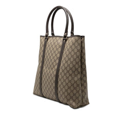 グッチ GGスプリーム トートバッグ 223668 ベージュ ブラウン PVC レザー レディース GUCCI 【中古】