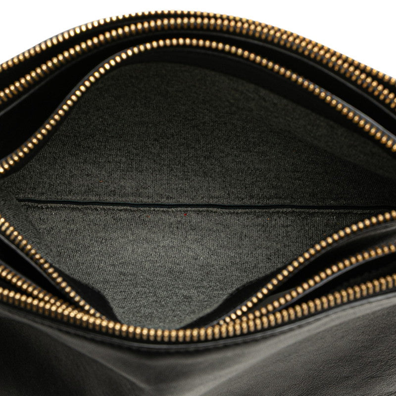 セリーヌ トリオ ラージ 斜め掛け ショルダーバッグ ブラック ゴールド金具 レザー レディース CELINE 【中古】