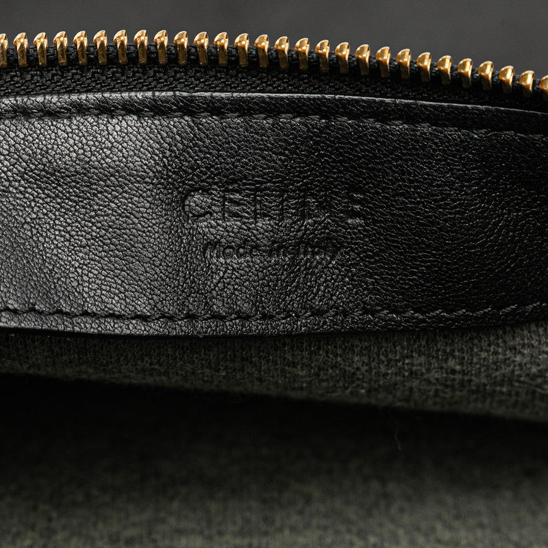 セリーヌ トリオ ラージ 斜め掛け ショルダーバッグ ブラック ゴールド金具 レザー レディース CELINE 【中古】