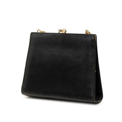 サルヴァトーレフェラガモ ヴァラ リボン ミニ チェーン ショルダーバッグ 斜めかけ ブラック レザー レディース Salvatore Ferragamo 中古