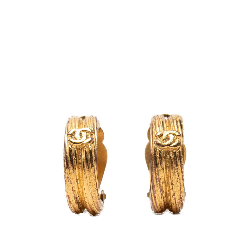 シャネル ココマーク ヴィンテージ フープイヤリング 93P ゴールド メッキ レディース CHANEL 中古
