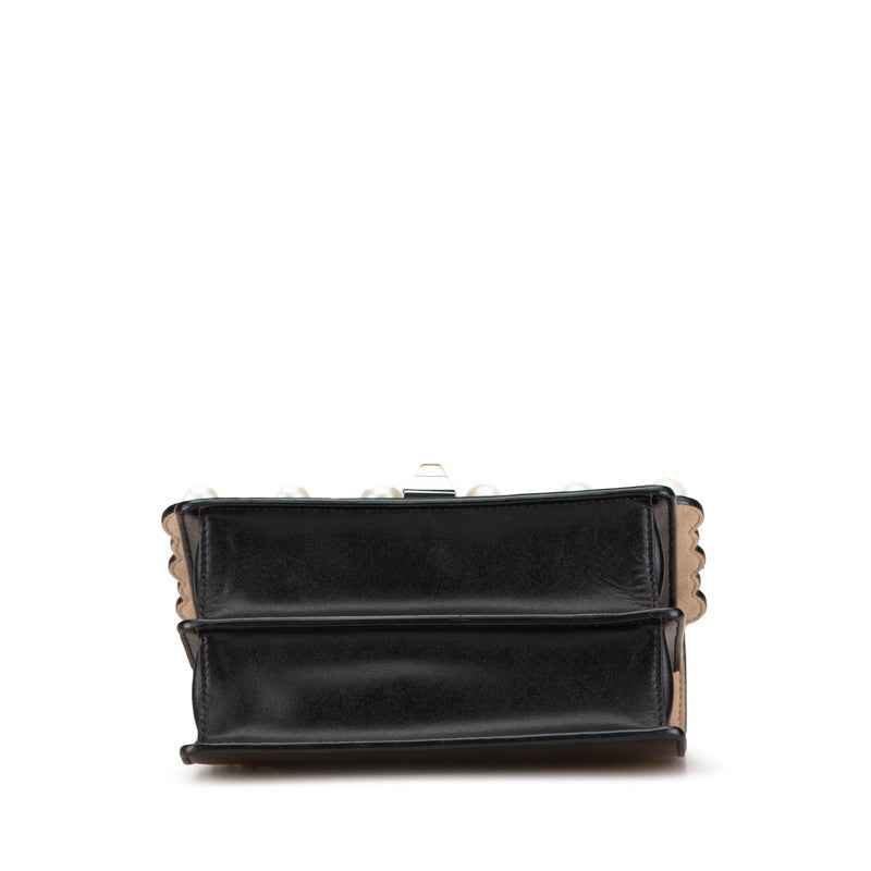 フェンディ キャナイ ミニ パール チェーン ショルダーバッグ 8M0381 ブラック レザー レディース FENDI 【中古】