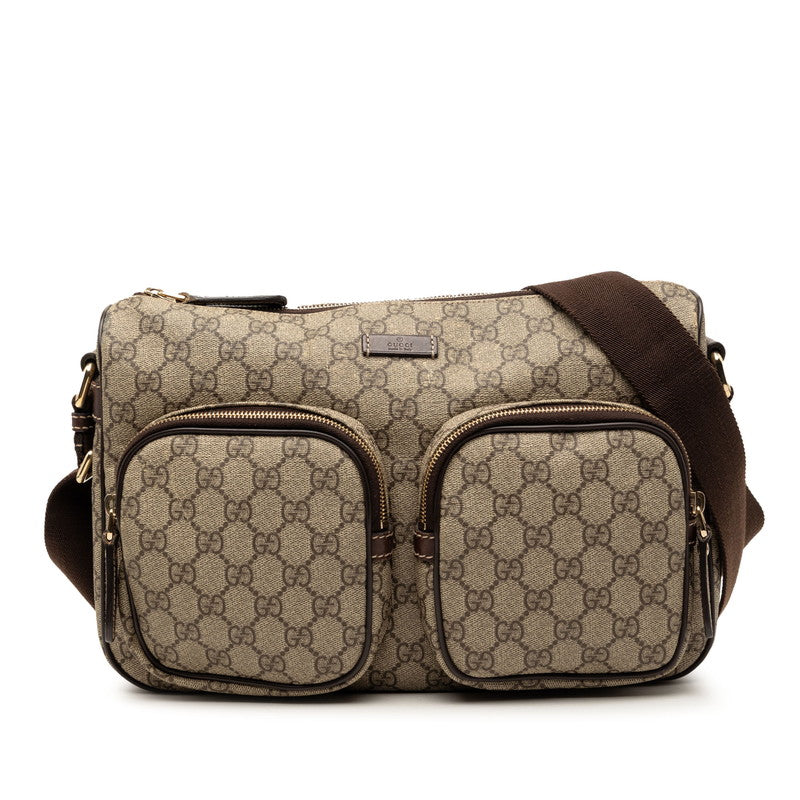 グッチ GGスプリーム 斜め掛け ショルダーバッグ 246881 ベージュ ブラウン PVC レザー レディース GUCCI 【中古】