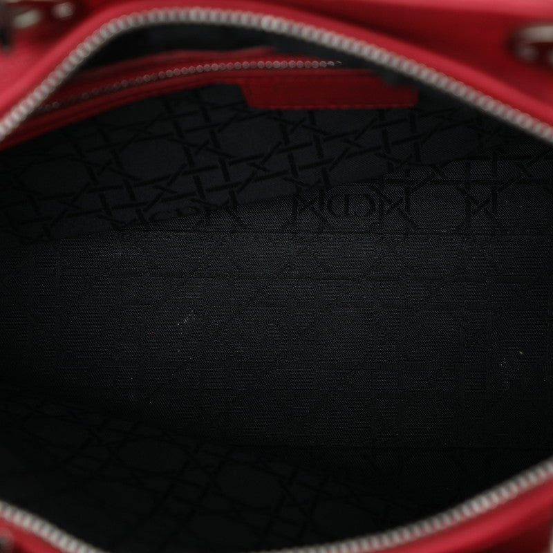 ディオール レディディオール カナージュ ラージ ハンドバッグ ショルダーバッグ 2WAY レッド レザー レディース Dior 【中古】