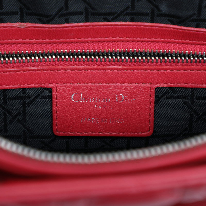 ディオール レディディオール カナージュ ラージ ハンドバッグ ショルダーバッグ 2WAY レッド レザー レディース Dior 【中古】