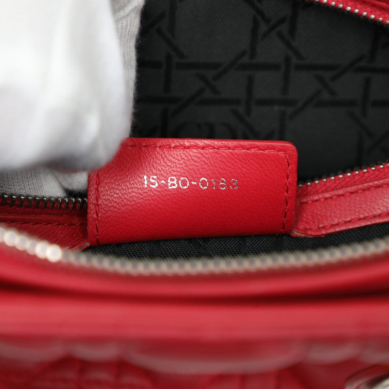 ディオール レディディオール カナージュ ラージ ハンドバッグ ショルダーバッグ 2WAY レッド レザー レディース Dior 【中古】