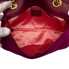グッチ GGマーモント チェーン ショルダーバッグ ハンドバッグ 446744 ピンク パープル ベロア レディース GUCCI 【中古】