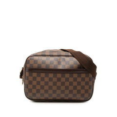 ルイ ヴィトン ダミエ リポーターPM 斜め掛け ショルダーバッグ N45253 ブラウン PVC レザー レディース LOUIS VUITTON 中古