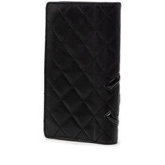 シャネル カンボンライン ココマーク 長財布 ブラック レザー レディース CHANEL 【中古】