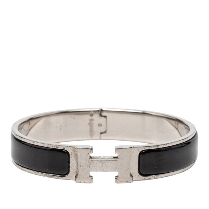 エルメス クリックH PM ブレスレット バングル シルバー ブラック メタル レディース HERMES 【中古】