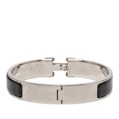エルメス クリックH PM ブレスレット バングル シルバー ブラック メタル レディース HERMES 【中古】