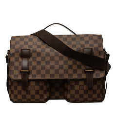 ルイ ヴィトン ダミエ ブロードウェイ ハンドバッグ ショルダーバッグ 2WAY N42270 ブラウン PVC レザー メンズ LOUIS VUITTON 中古
