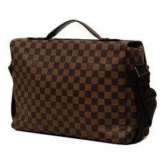 ルイ ヴィトン ダミエ ブロードウェイ ハンドバッグ ショルダーバッグ 2WAY N42270 ブラウン PVC レザー メンズ LOUIS VUITTON 中古