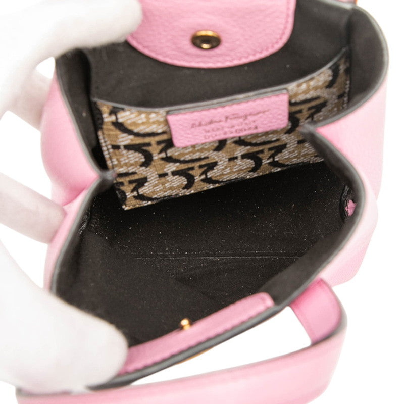 サルヴァトーレフェラガモ ガンチーニ ハンドバッグ ショルダーバッグ 2WAY GU-220024 ピンク レザー レディース Salvatore Ferragamo 【中古】