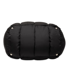 プラダ 三角ロゴプレート ボンバー ハンドバッグ トートバッグ B2636M ブラック ナイロン レザー レディース PRADA 【中古】