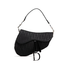 ディオール トロッター サドルバッグ ワンショルダーバッグ ブラック キャンバス レザー レディース Dior 【中古】