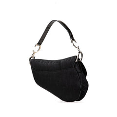 ディオール トロッター サドルバッグ ワンショルダーバッグ ブラック キャンバス レザー レディース Dior 【中古】