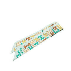 エルメス ツイリー Hロゴ スカーフ ライトグリーン マルチカラー シルク レディース HERMES 【中古】