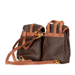 セリーヌ マカダム ダブルリュック リュック バックパック ブラウン PVC レザー レディース CELINE 【中古】