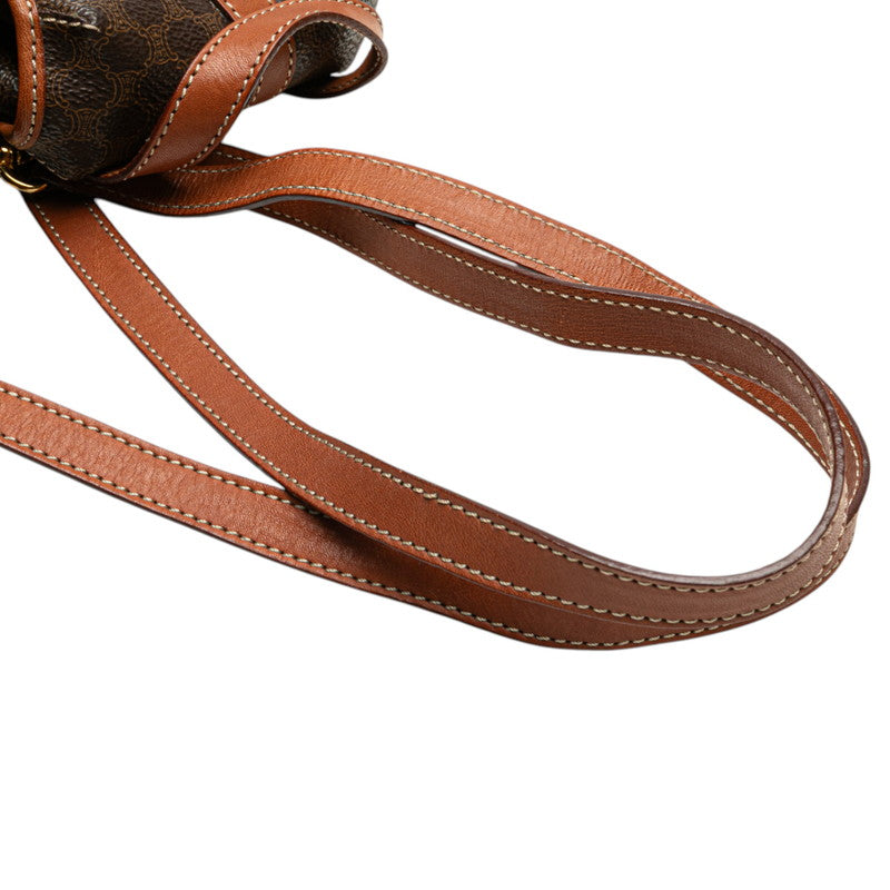 セリーヌ マカダム ダブルリュック リュック バックパック ブラウン PVC レザー レディース CELINE 【中古】