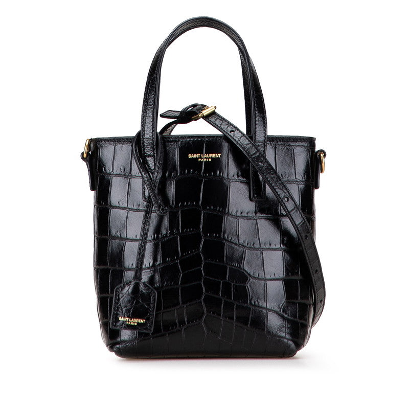 サンローラン ロゴ トートバッグ ショルダーバッグ 2WAY ブラック レザー レディース SAINT LAURENT 【中古】
