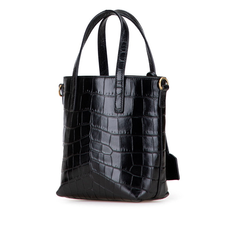 サンローラン ロゴ トートバッグ ショルダーバッグ 2WAY ブラック レザー レディース SAINT LAURENT 【中古】
