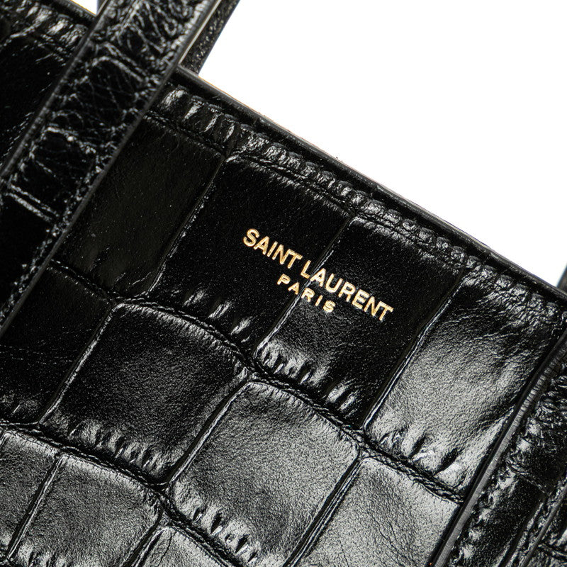 サンローラン ロゴ トートバッグ ショルダーバッグ 2WAY ブラック レザー レディース SAINT LAURENT 【中古】
