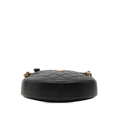シャネル ココマーク マトラッセ ミニ ホーボー ハンドバッグ リボン チェーン ブラック キャビアスキン レディース CHANEL 【中古】