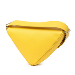 プラダ 三角ロゴプレート トライアングル ショルダーバッグ イエロー レザー サフィアーノレザー レディース PRADA 【中古】