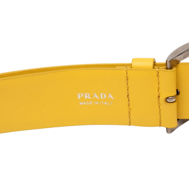 プラダ 三角ロゴプレート トライアングル ショルダーバッグ イエロー レザー サフィアーノレザー レディース PRADA 【中古】