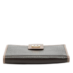 グッチ オールドグッチ 二つ折り財布 035 959 0322 ブラック ブラウン レザー レディース GUCCI 【中古】