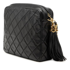シャネル ココマーク マトラッセ タッセル チェーン ショルダーバッグ ブラック ラムスキン レディース CHANEL 【中古】