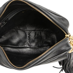 シャネル ココマーク マトラッセ タッセル チェーン ショルダーバッグ ブラック ラムスキン レディース CHANEL 【中古】