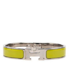 エルメス クリックH GM ブレスレット アニスグリーン シルバー金具 メタル エナメル レディース HERMES 【中古】