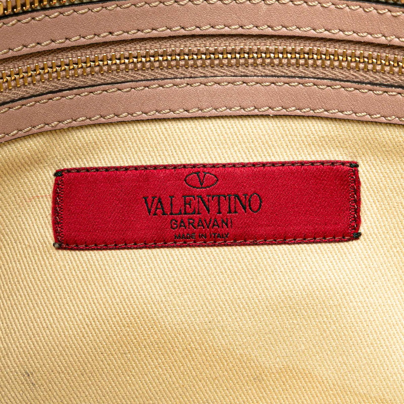 ヴァレンチノ ロックスタッズ ハンドバッグ ショルダーバッグ 2WAY グレージュ レザー レディース Valentino 【中古】