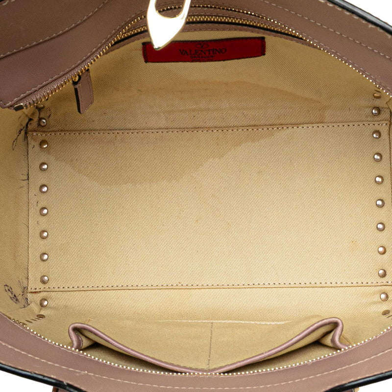 ヴァレンチノ ロックスタッズ ハンドバッグ ショルダーバッグ 2WAY グレージュ レザー レディース Valentino 【中古】