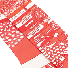 エルメス ツイリー ANIMAPOLIS スカーフ レッド マルチカラー シルク レディース HERMES 【中古】