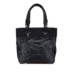 シャネル パリビアリッツPM ココマーク トートバッグ ハンドバッグ A34208 ブラック PVC レザー レディース CHANEL 【中古】